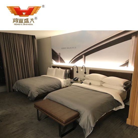 Customized Hotel MDF Double Bed Bedroom Furniture