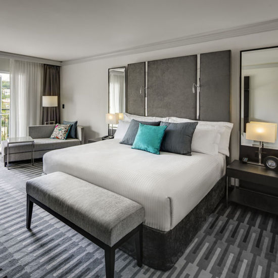 Gray Color Type Design Business Comfort Style King Room Suite Room Custom Hotel Wooden Furnitures Luxury Bedroom Set